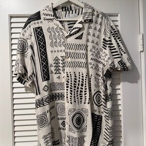 Zara Black and White Geometric Men's Shirt